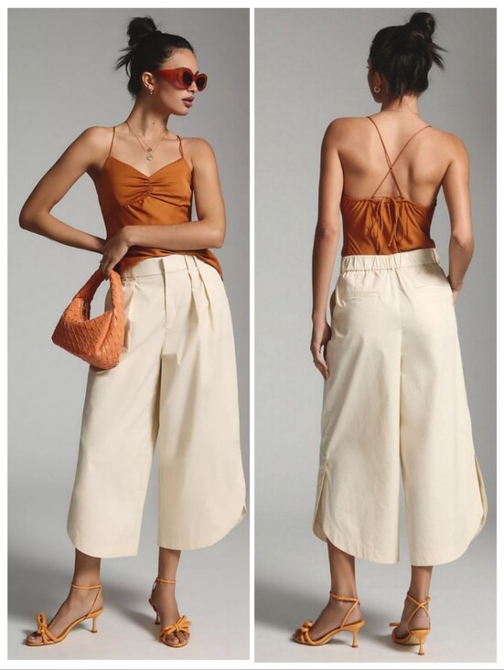 Anthropologie Pants - Anthropologie Mare Mare Curved Hem Wide Leg Chino Pants Small Coastal
